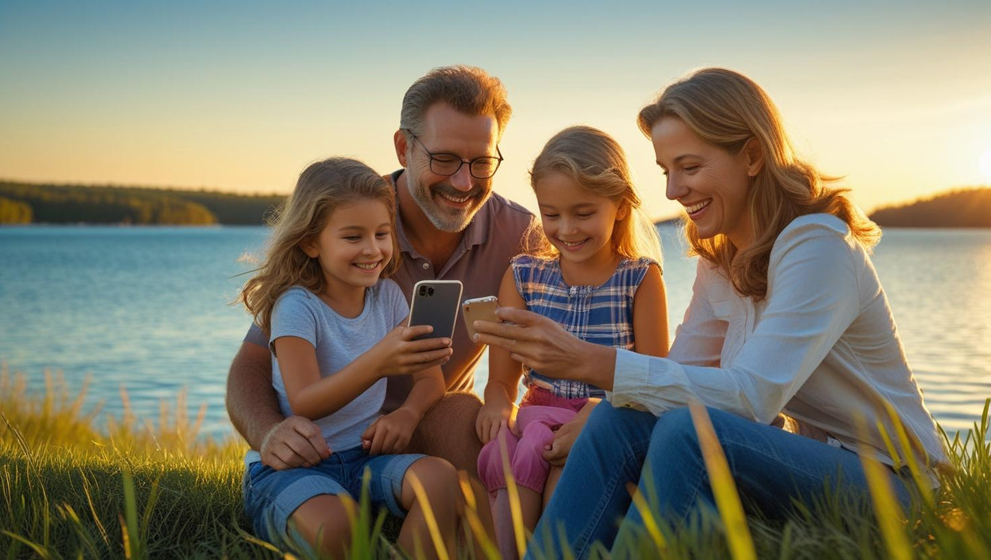 Famille jouant à un Escape Game digital