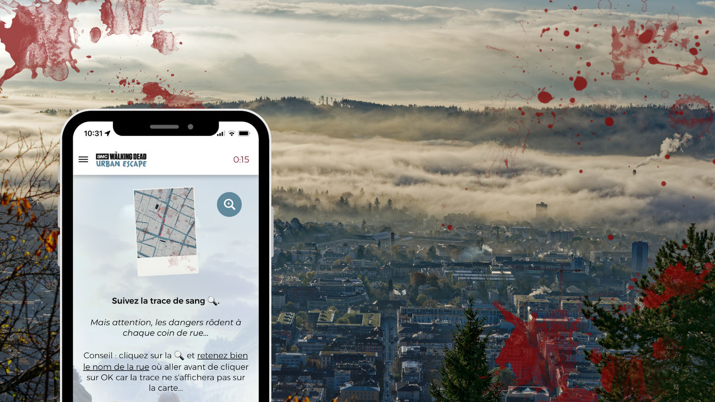 Escape game outdoor à Bienne sur le thème The Walking Dead – activité de team building immersif avec énigmes et missions en centre-ville
