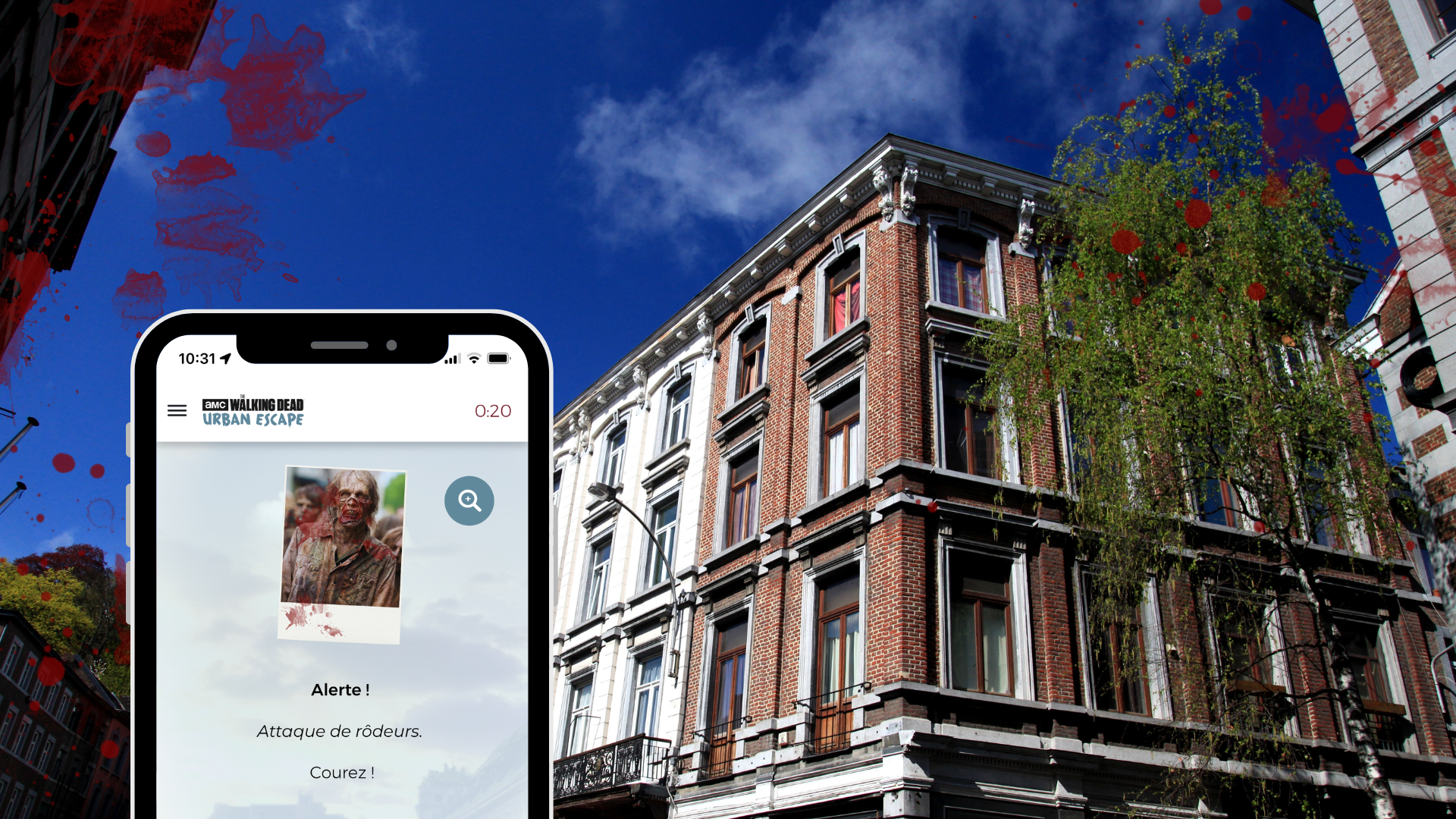 Équipe d’entreprise participant à un survival game urbain sous licence The Walking Dead à Liège