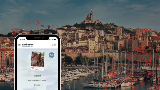 Escape game urbain à Marseille – survivez à The Walking Dead dans un parcours outdoor immersif avec énigmes et défis en équipe au cœur de la cité phocéenne.