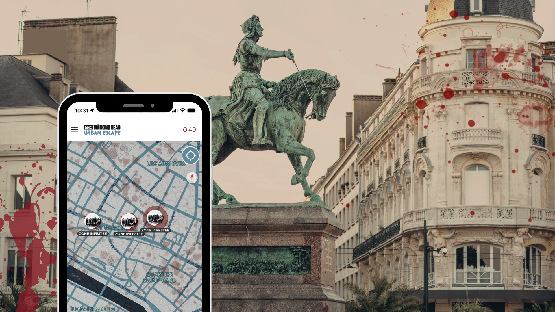 Équipe affrontant des rôdeurs dans un jeu de piste inspiré de The Walking Dead à Orléans