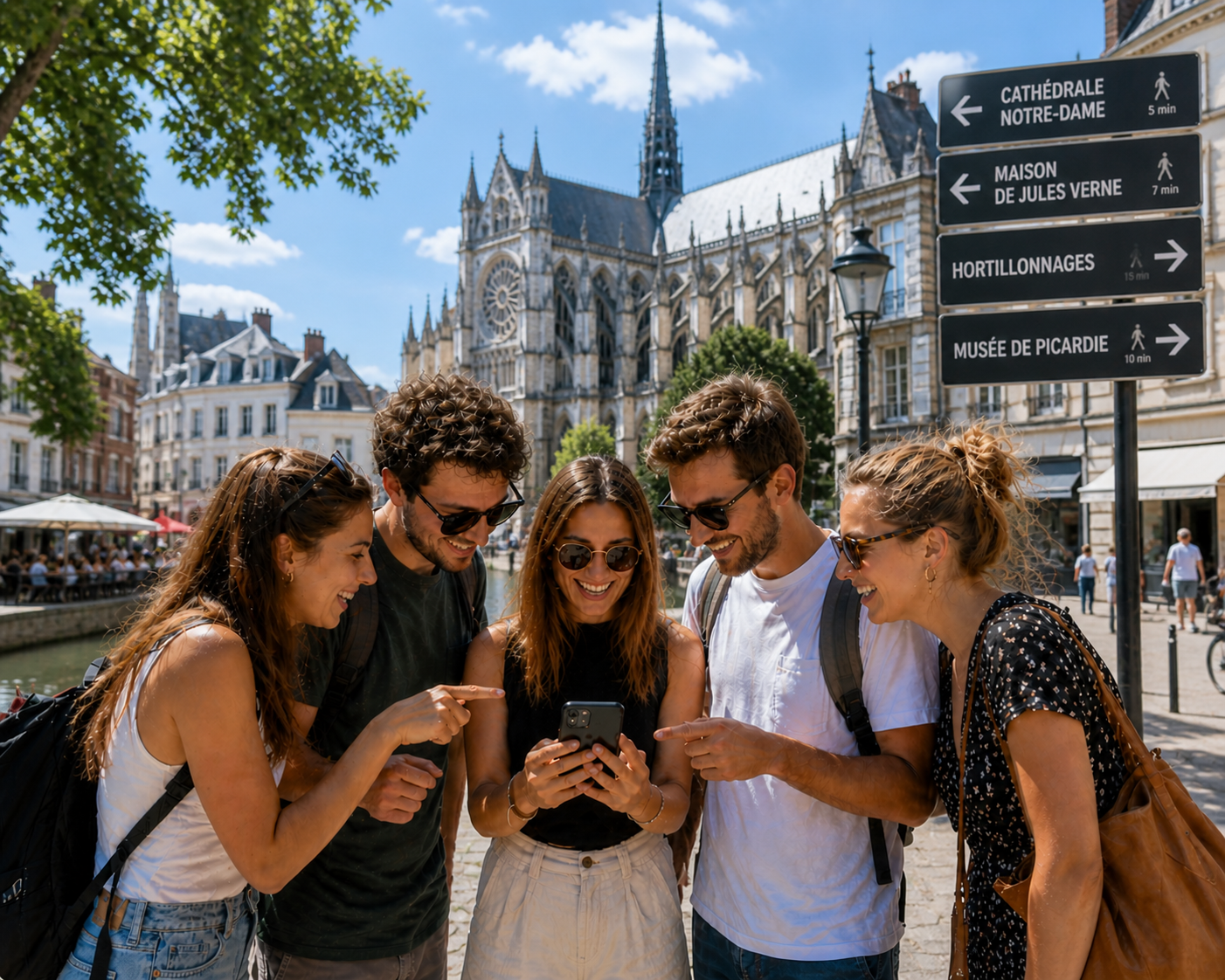 Joueurs dans les rues d'Amiens escape game outdoor magie