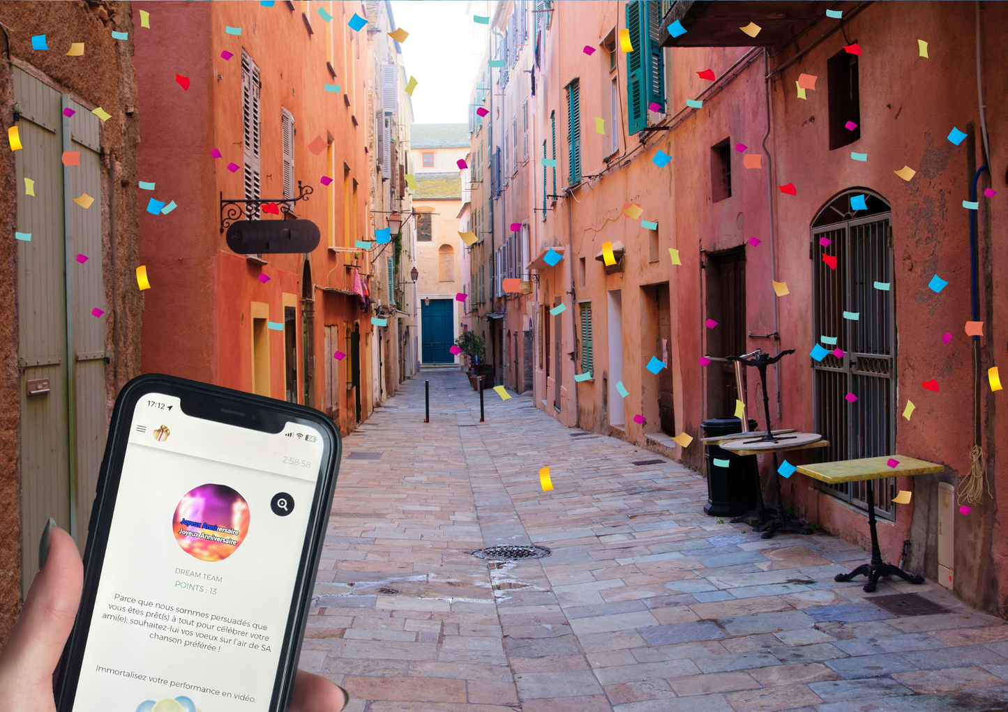 À Bastia, l’équipe d’anniversaire part en mission à travers les ruelles de la ville.