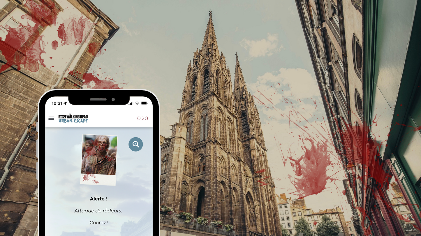 Défis zombies en équipe dans le centre-ville de Clermont-Ferrand