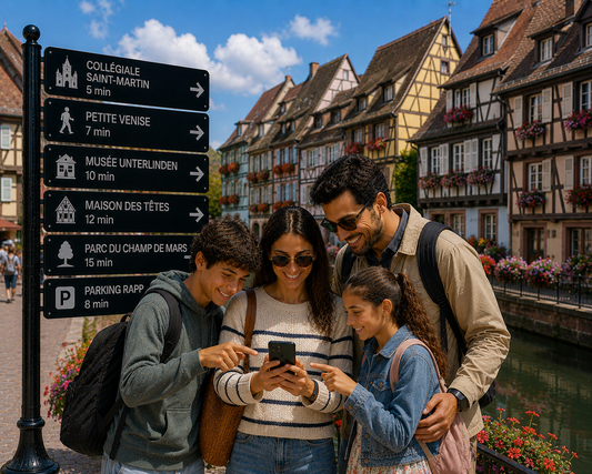 Joueurs dans la petite Venise de Colmar escape game outdoor magie
