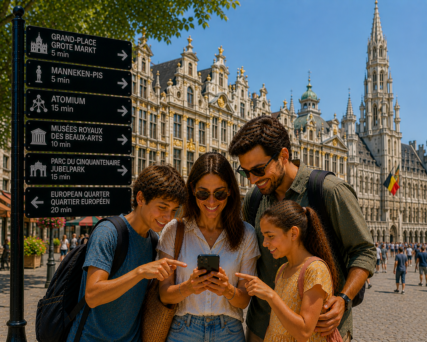 équipe sur la grand place à Bruxelles escape game magie