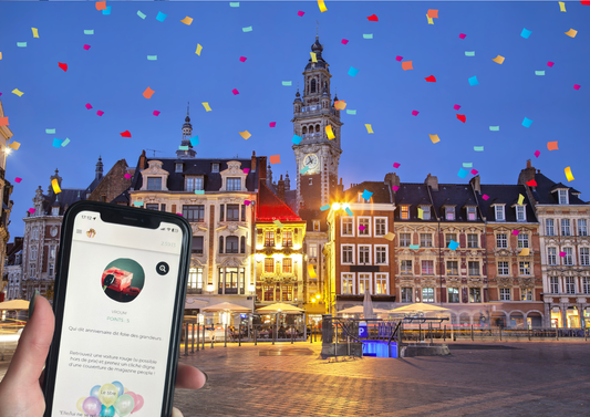 Ecran de jeu de piste spécial anniversaire à Lille