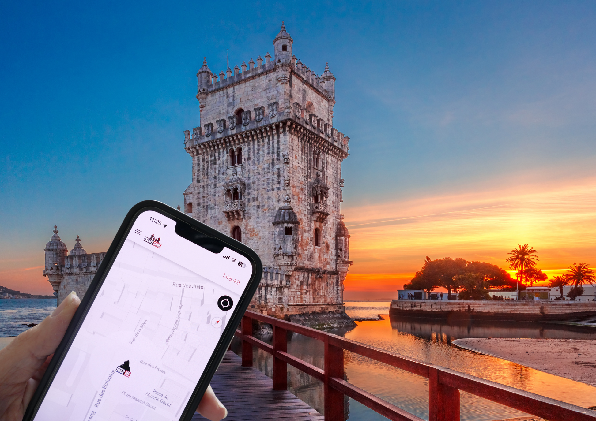 Escape game urbain à Lisbonne sur le thème d’un braquage, jeu de piste immersif en équipe avec énigmes, défis ludiques et missions en temps réel.