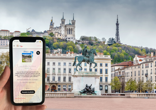 Ecran de jeu du jeu de piste les mystères de Lyon