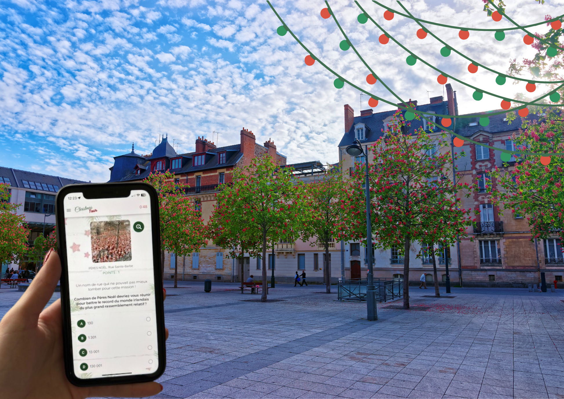 Ecran de jeu de piste marché de Noêl